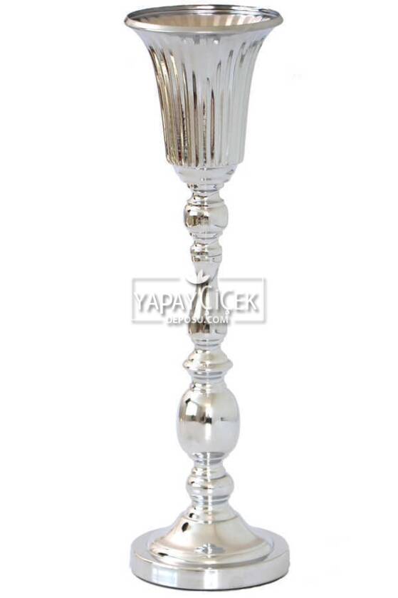 Dekoratif Metal Vazo Bella 55cm Silver - 1