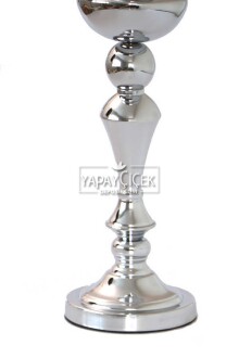 Dekoratif Metal Vazo Kato 58cm Gümüş - 2