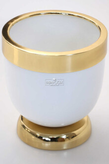 Dekoratif Metal Vazo - Saksı Beyaz Altın 17 cm - Yapay Çiçek Sitesi