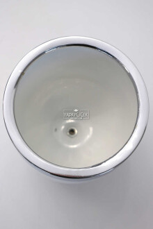 Dekoratif Metal Vazo - Saksı Beyaz Gümüş 20 cm - 3