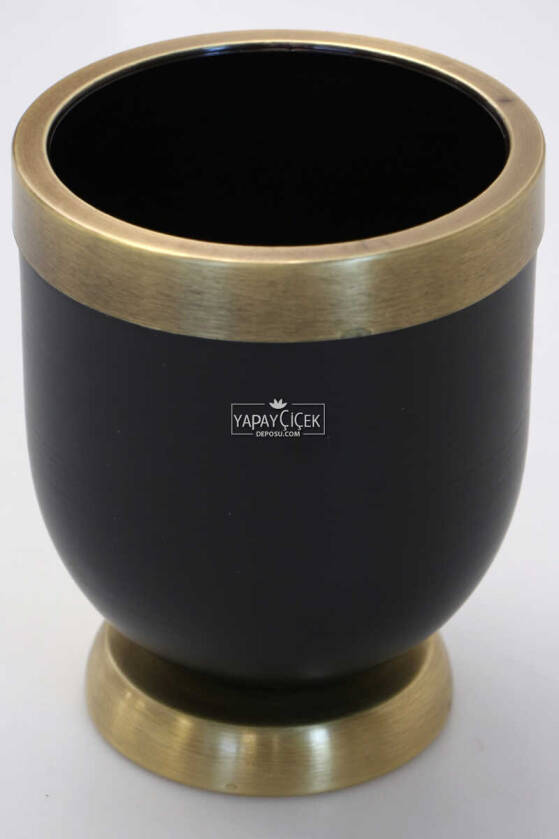 Dekoratif Metal Vazo - Saksı Siyah Bronz 20 cm - 1