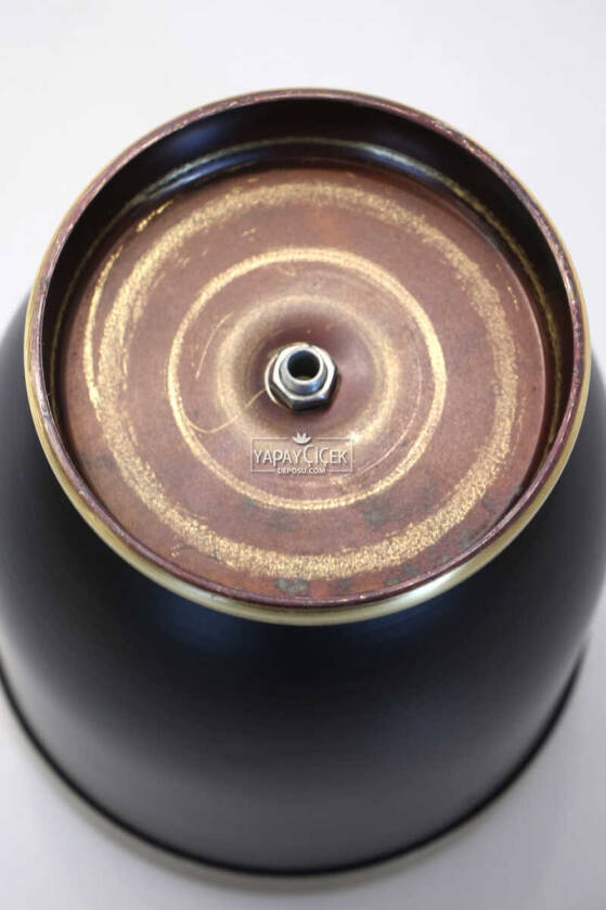 Dekoratif Metal Vazo - Saksı Siyah Bronz 20 cm - 4