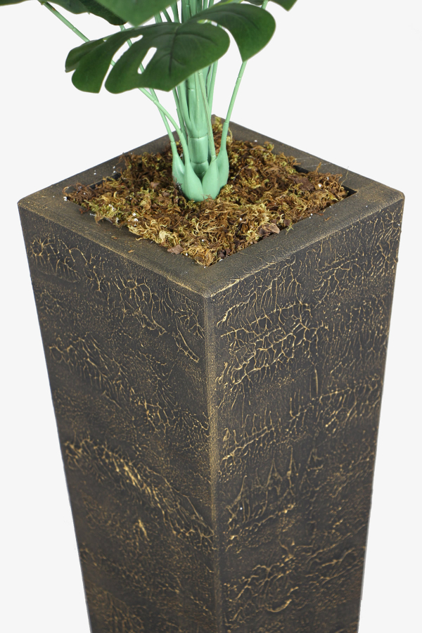 Eskitme Gold Saksıda Yapay 24 Dallı Deve Tabanı Ağacı 150-160 cm - 4