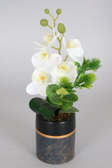 Exclusive Saksıda 5 Kandilli Mini Yapay Islak Orkide Tanzimi 30 cm - Yapay Çiçek Sitesi