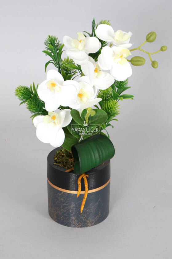 Exclusive Saksıda 7 Kandilli Mini Yapay Islak Orkide Tanzimi 30 cm - 1