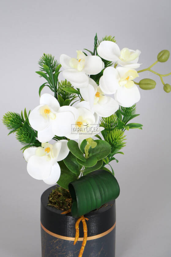 Exclusive Saksıda 7 Kandilli Mini Yapay Islak Orkide Tanzimi 30 cm - 2
