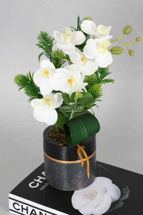 Exclusive Saksıda 7 Kandilli Mini Yapay Islak Orkide Tanzimi 30 cm - 3