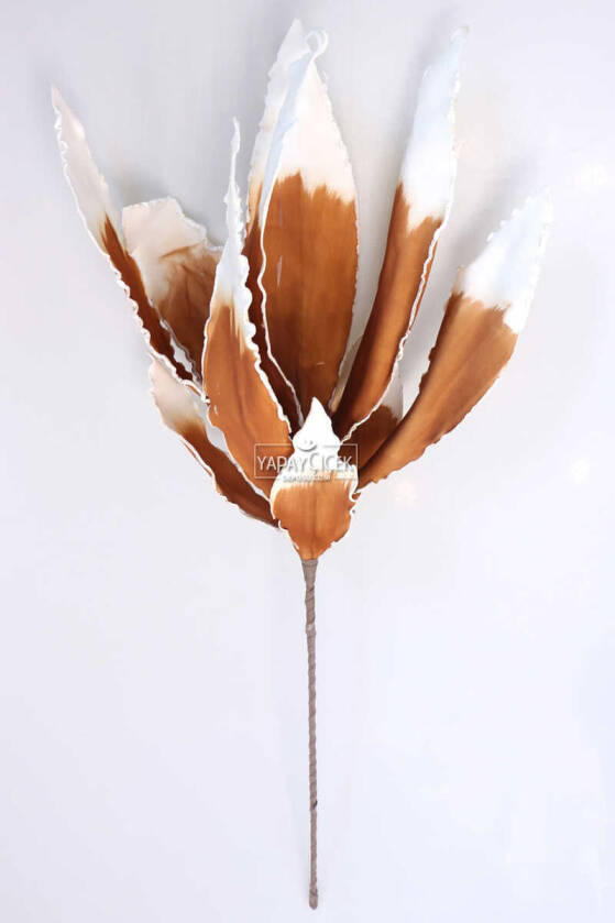 Exclusive Tropik İri Hamur Yapraklı Egzotik Uzun Dal 100 cm Kahverengi - 1