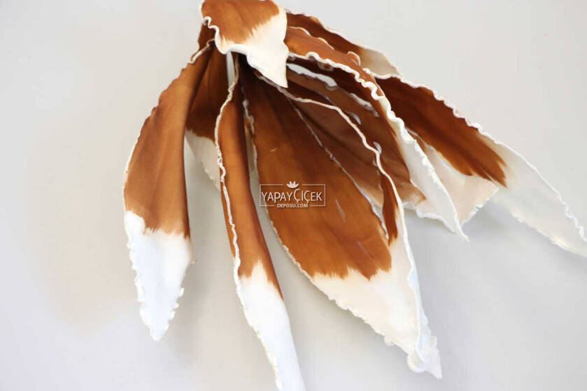 Exclusive Tropik İri Hamur Yapraklı Egzotik Uzun Dal 100 cm Kahverengi - 2