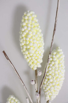 Exclusive Tropik Meyveli İri Yapraklı Egzotik 3 Lü Uzun Dal 85 cm Ekru - 4