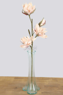 Exclusive Tropikal İri Çiçekli Gonca Güllü Uzun Dal 80 cm Ekru - Yapay Çiçek Sitesi