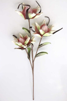 Exclusive Yapay Sarhoş Yapraklı Lateks Manolya Dalı 100 cm Pembe - 3