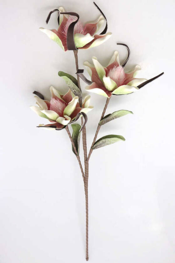 Exclusive Yapay Sarhoş Yapraklı Lateks Manolya Dalı 100 cm Pembe - 3