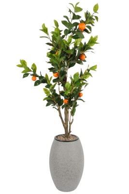 Gri Fiber Saksıda Yapay Portakal Ağacı 220 cm - Yapay Çiçek Sitesi