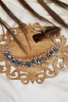 Gri Minik Güllü Kristal Gelin Gelin Tacı - 2