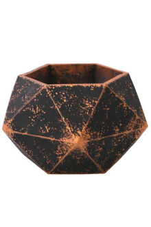Handmade Beton Saksı 10.6 cm Model-11 Siyah-Bakır Yaldızlı - Yapay Çiçek Sitesi