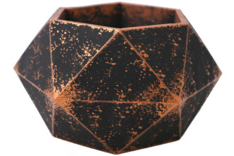 Handmade Beton Saksı 10.6 cm Model-11 Siyah-Bakır Yaldızlı - 2