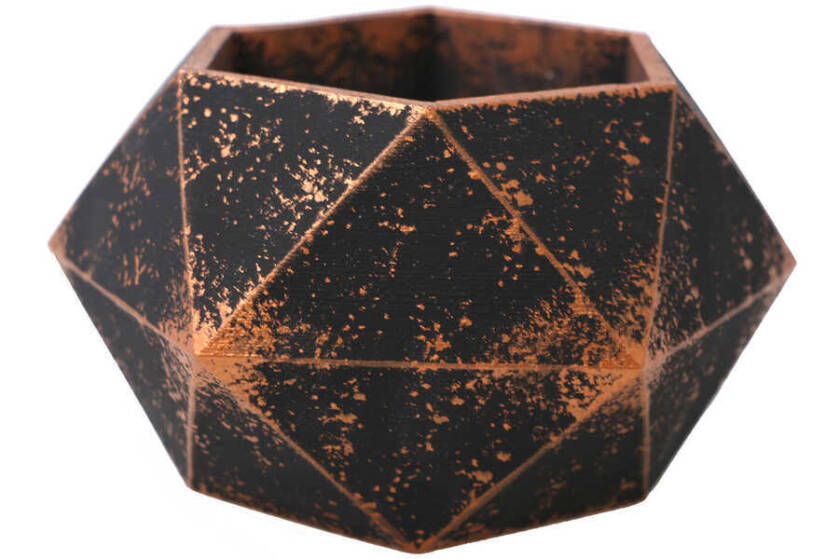 Handmade Beton Saksı 10.6 cm Model-11 Siyah-Bakır Yaldızlı - 2