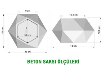 Handmade Beton Saksı 10.6 cm Model-11 Siyah-Bakır Yaldızlı - 5
