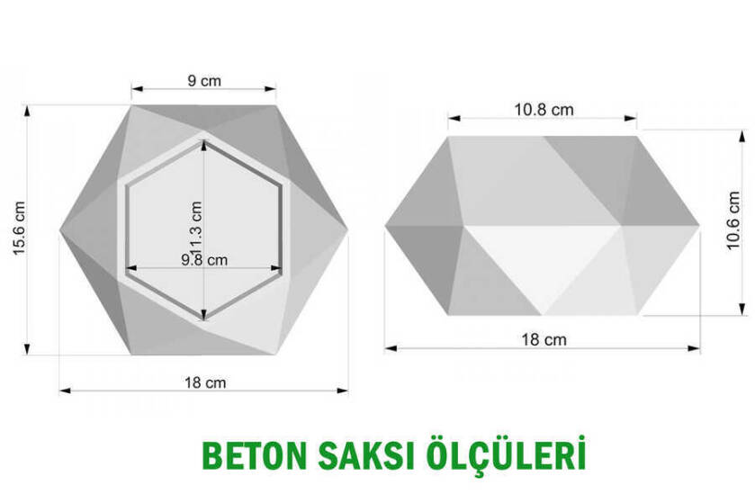 Handmade Beton Saksı 10.6 cm Model-11 Siyah-Bakır Yaldızlı - 5