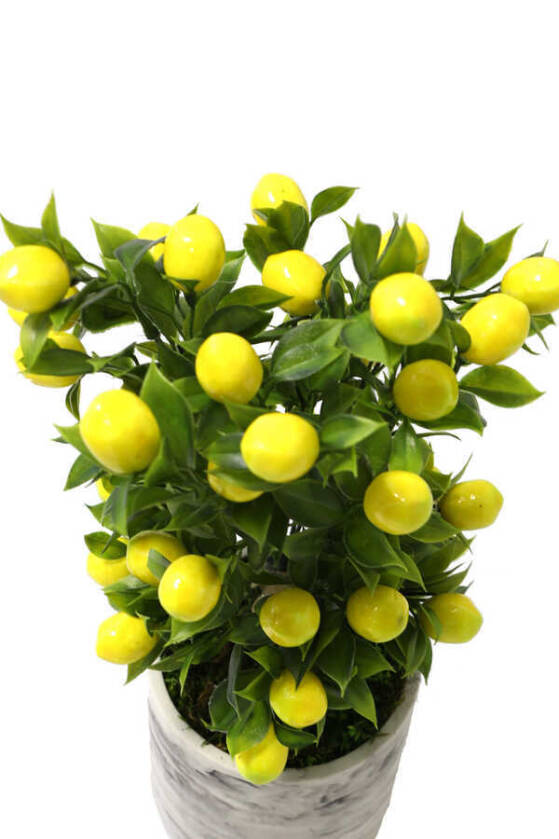 Handmade Beton Saksıda Yapay Limon Ağacı Uzun Model 40cm - 2
