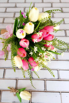 Herodes Islak Lale Gelin Buketi 2li Set Pembe Beyaz - 2