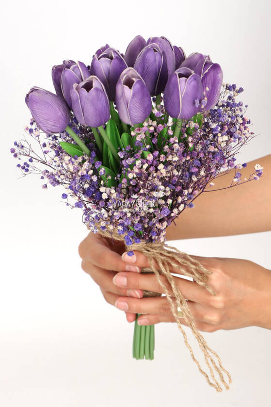 Islak Lale Gelin Çiçeği 2li Set Mor - 1