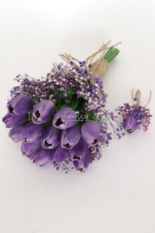 Islak Lale Gelin Çiçeği 2li Set Mor - 3