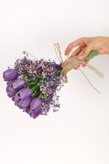 Islak Lale Gelin Çiçeği 2li Set Mor - 4