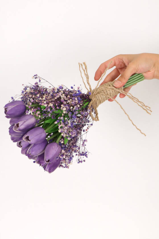 Islak Lale Gelin Çiçeği 2li Set Mor - 4