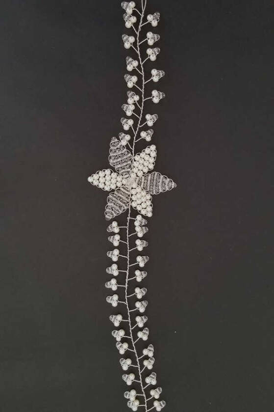 Kar Tanesi Kristal İnci Gelin Tacı - 1