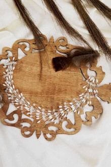 Kristal Yassı İnci Gelin Tacı - 2