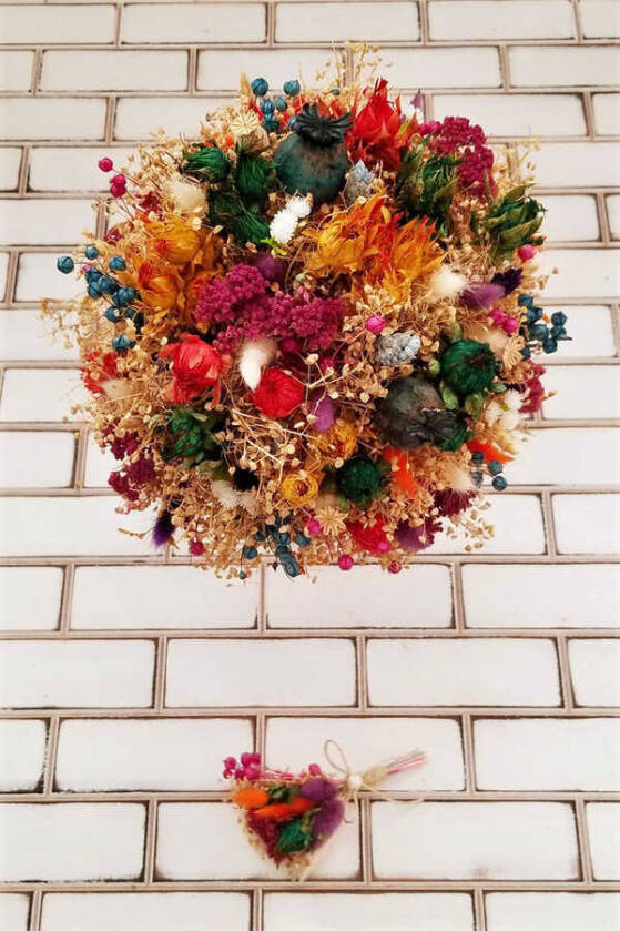 Kuru Çiçek Gelin Buketi Aleza 2li Set - 1