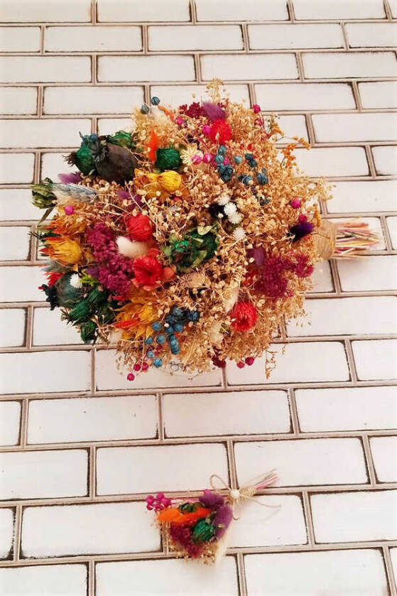 Kuru Çiçek Gelin Buketi Aleza 2li Set - 2