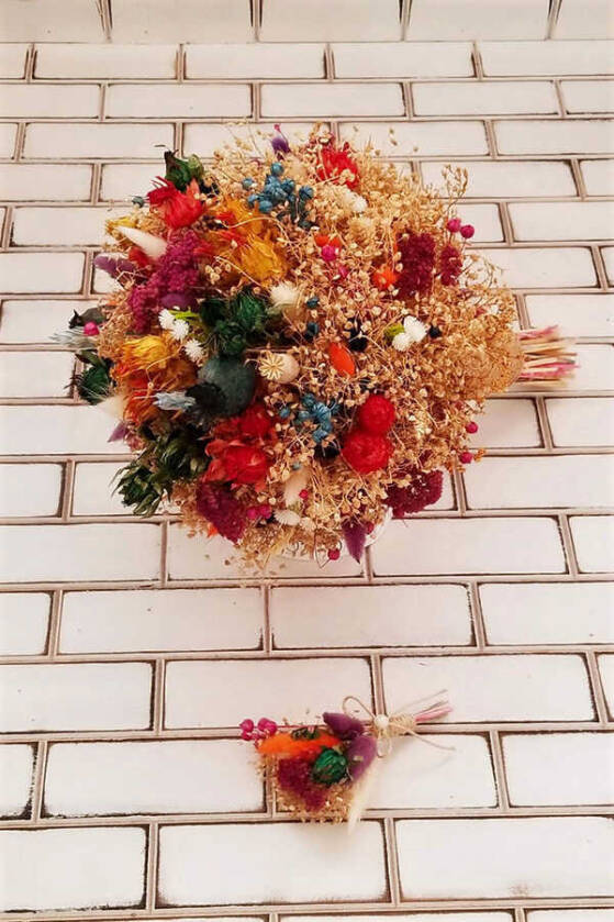 Kuru Çiçek Gelin Buketi Aleza 2li Set - 3