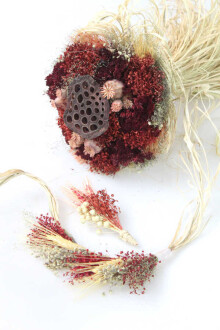 Kuru Çiçek Gelin Çiçeği Bordo Şöleni 3lü Set - Yapay Çiçek Sitesi