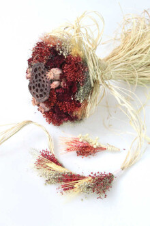 Kuru Çiçek Gelin Çiçeği Bordo Şöleni 3lü Set - 2