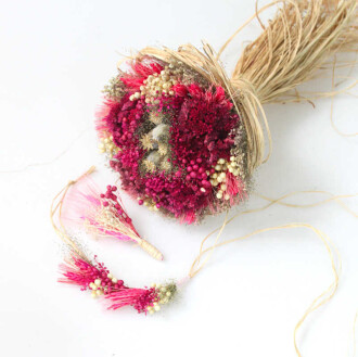 Kuru Çiçek Gelin Çiçeği Pembe Şöleni 3lü Set - 4