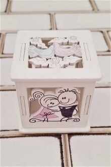 Kuş Figürlü Gelin Damat Detaylı Ahşap Kutu Nikah Şekeri - Yapay Çiçek Sitesi