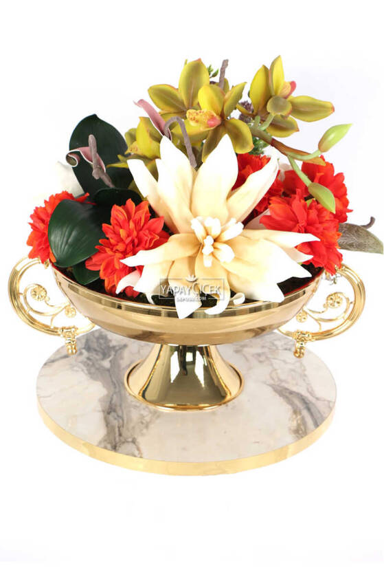 Lateks Çiçekli Metal Vazoda Lüx Seri Singapore Orchid Aranjmanı - 1