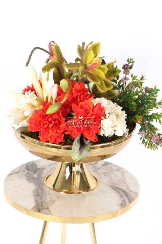 Lateks Çiçekli Metal Vazoda Lüx Seri Singapore Orchid Aranjmanı - 3