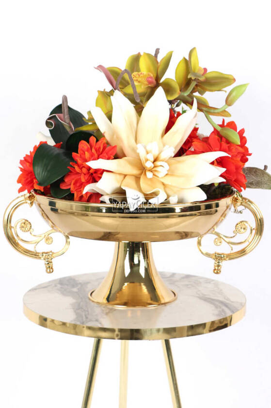 Lateks Çiçekli Metal Vazoda Lüx Seri Singapore Orchid Aranjmanı - 4