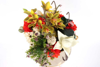 Lateks Çiçekli Metal Vazoda Lüx Seri Singapore Orchid Aranjmanı - 5