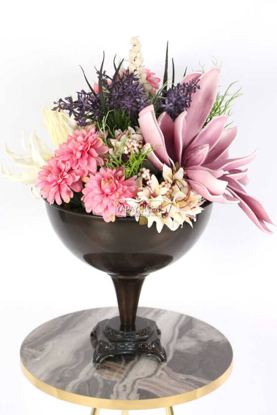 Lateks Çiçekli Metal Vazoda Lüx Seri Tropical Aranjmanı - 2