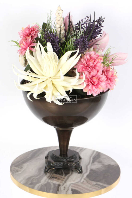 Lateks Çiçekli Metal Vazoda Lüx Seri Tropical Aranjmanı - 3