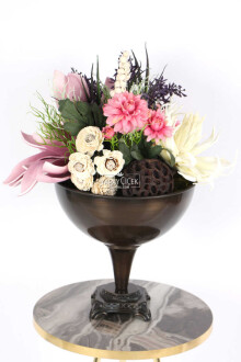 Lateks Çiçekli Metal Vazoda Lüx Seri Tropical Aranjmanı - 4