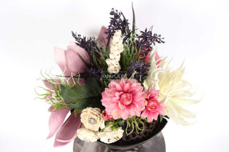 Lateks Çiçekli Metal Vazoda Lüx Seri Tropical Aranjmanı - 5