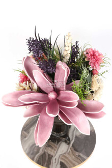 Lateks Çiçekli Metal Vazoda Lüx Seri Tropical Aranjmanı - 6