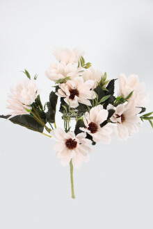 Lüx Beton Retro Tombul Vazoda Yapay Papatya Dekoru 25 cm Krem - 3