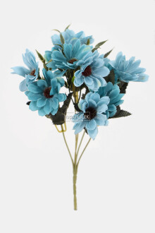 Lüx Beton Retro Tombul Vazoda Yapay Papatya Dekoru 25 cm Mavi - 3